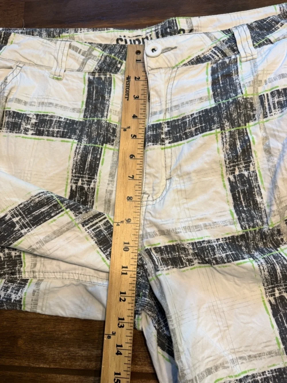 VTG Surplus Men’s Striped Plaid Cargo Shorts SZ 36 Black White Grunge 90s Casual